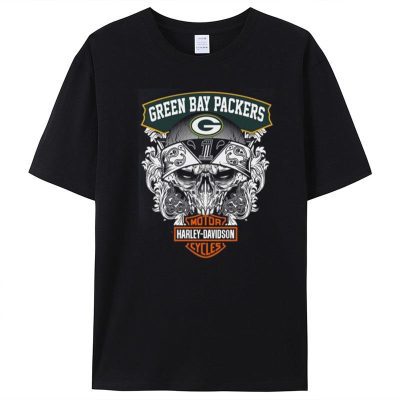 Skull Green Bay Packers Harley Davidson Green Bay Packers Unisex T-Shirt