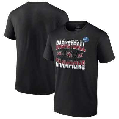 South Carolina Gamecocks 2024 SEC Basketball Conference Tournament Champions Three Pointer Unisex T-Shirt- Black