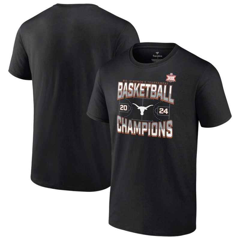 Texas Longhorns 2024 Big 12 Basketball Conference Tournament Champions Three Pointer Unisex T-Shirt- Black