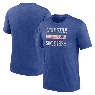 Texas Rangers Nike Cooperstown Collection Local Stack Tri-Blend Unisex T-Shirt - Heather Royal