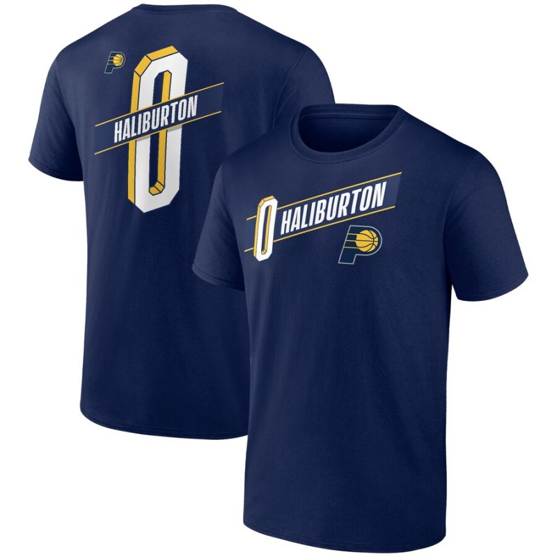 Tyrese Haliburton Indiana Pacers Full-Court Press Name & Number Unisex T-Shirt - Navy