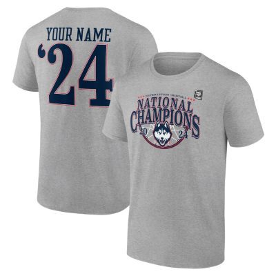 UConn Huskies 2024 NCAA Basketball National Champions Personalized Legacy Skill Unisex T-Shirt- Gray