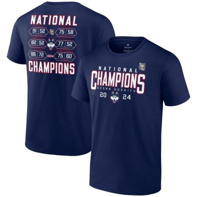 UConn Huskies 2024 NCAA Basketball National Champions Schedule Unisex T-Shirt - Navy