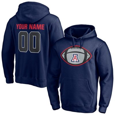 Arizona Wildcats Game Ball Football Personalized Name & Number Pullover Hoodie - Navy