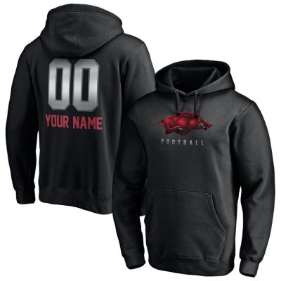 Arkansas Razorbacks Personalized Any Name & Number Midnight Mascot Pullover Hoodie - Black