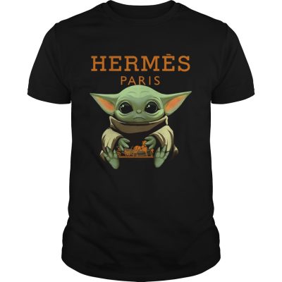 Baby Yoda Hugging Hermes Paris Cute Cotton Tee Unisex T-Shirt FTS142