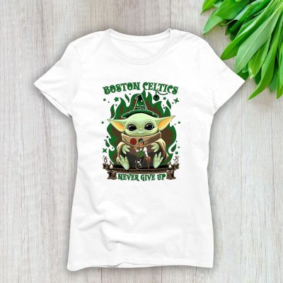 Baby Yoda X Boston Celtics Team X NBA X Basketball Lady T-Shirt Women Tee For Fans TLT3712