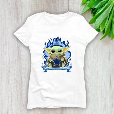 Baby Yoda X The Mandalorian X Dallas Cowboys Team X NFL X American Football Lady T-Shirt Women Tee For Fans TLT3723