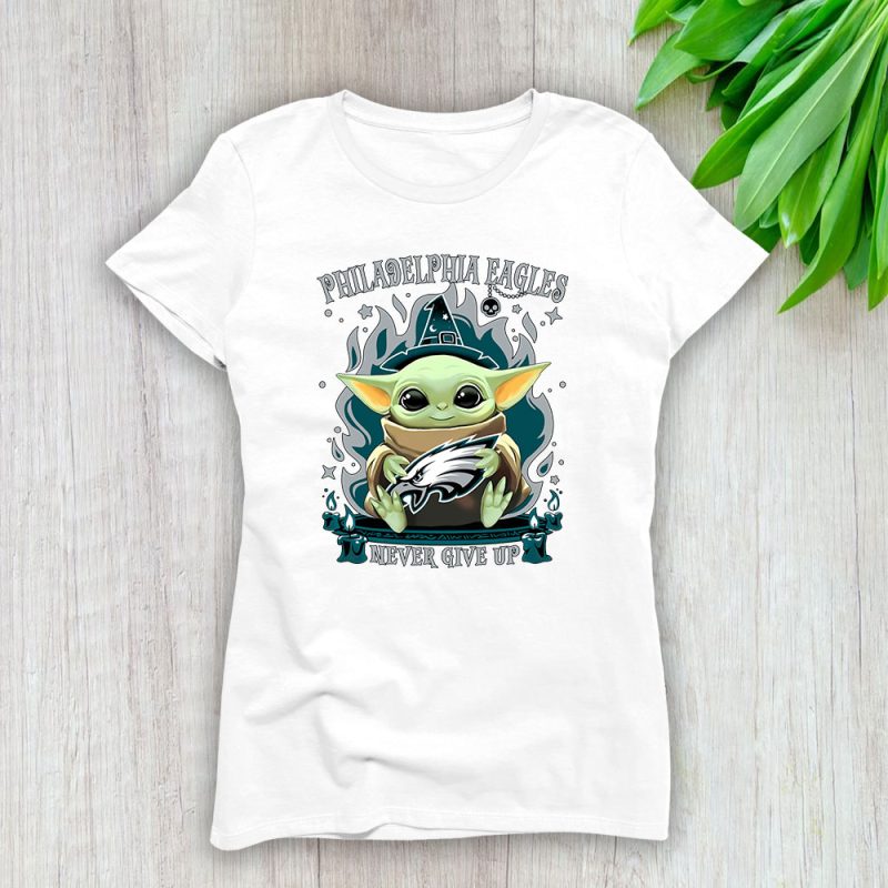 Baby Yoda X The Mandalorian X Philadelphia Eagles Team X NFL X American Football Lady T-Shirt Women Tee For Fans TLT3728