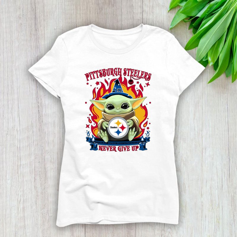 Baby Yoda X The Mandalorian X Pittsburgh Steelers Team X NFL X American Football Lady T-Shirt Women Tee For Fans TLT3729