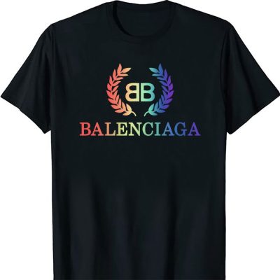 Balenciaga Laurel Rainbow Logo Luxury Kid Tee Unisex T-Shirt TTB1704