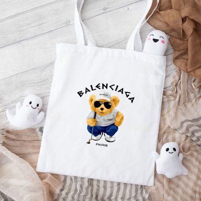 Balenciaga Paris Teddy Bear Logo Cotton Canvas Tote Bag TTB1023