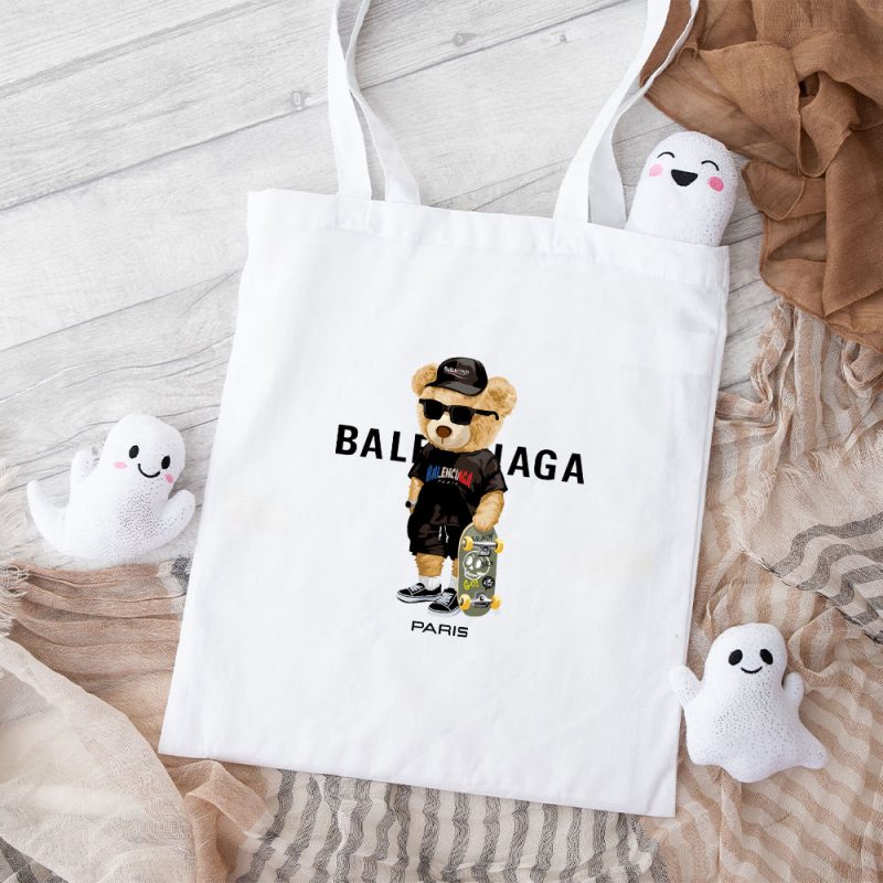 Balenciaga Paris Teddy Bear Logo Cotton Canvas Tote Bag TTB1024