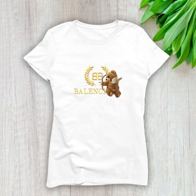 Balenciaga Teddy Bear Gold Luxury Lady T-Shirt Luxury Tee For Women LDS1029