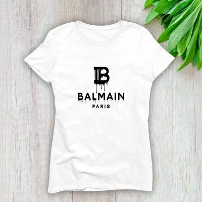 Balmain Drip Logo Lady T-Shirt Luxury Tee For Women LDS1054