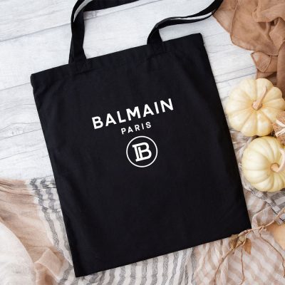 Balmain Paris Logo Cotton Canvas Tote Bag TTB1037