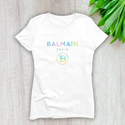 Balmain Paris Tie Dye Logo Lady T-Shirt Luxury Tee For Women LDS1047
