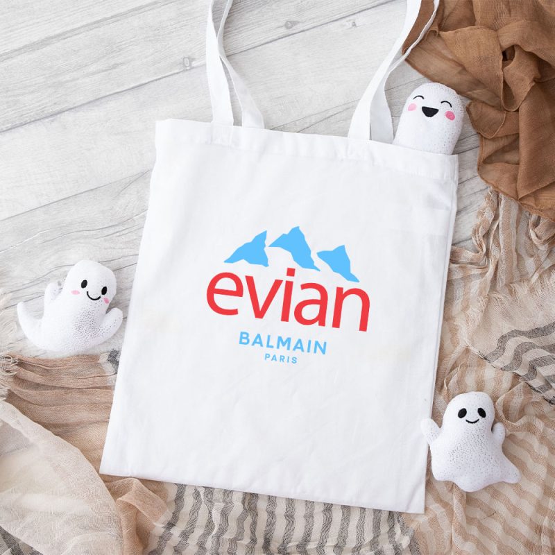 Balmain X Evian Paris Logo Cotton Canvas Tote Bag TTB1049