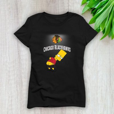 Bart Simpson X Chicago Blackhawks Team X NHL X Hockey Fan Lady T-Shirt Women Tee For Fans TLT2673