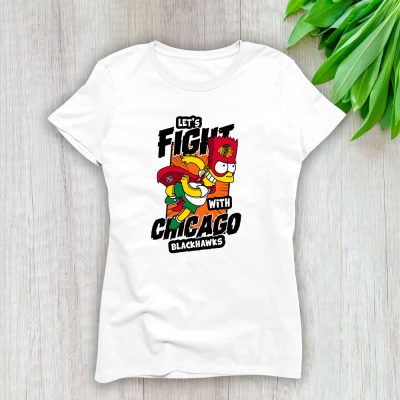 Bart Simpson X Chicago Blackhawks Team X NHL X Hockey Fan Lady T-Shirt Women Tee For Fans TLT2674