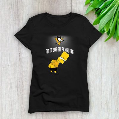 Bart Simpson X Pittsburgh Penguins Team X NHL X Hockey Fan Lady T-Shirt Women Tee For Fans TLT2688