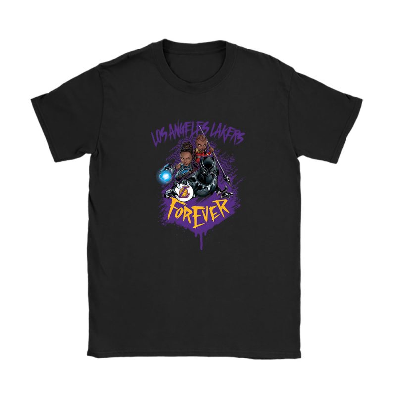 Black Panther NBA Los Angeles Lakers Unisex T-Shirt Cotton Tee TAT3397