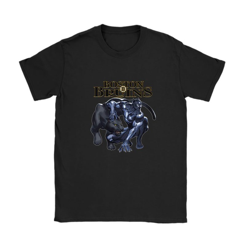 Black Panther NHL Boston Bruins Unisex T-Shirt Cotton Tee TAT4008