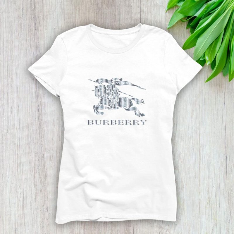 Burberry Logo Silver Luxury Lady T-Shirt Luxury Tee For Women LDS1087