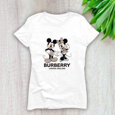 Burberry London Mickey Mouse And Minnie Mouse Couple Lady T-Shirt Luxury Tee For Women LDS1103