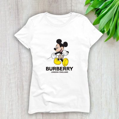 Burberry London Mickey Mouse Lady T-Shirt Luxury Tee For Women LDS1102