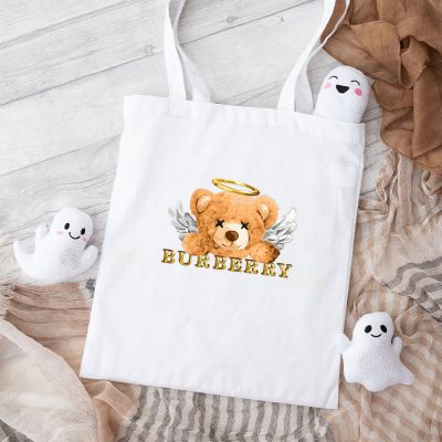 Burberry London Teddy Bear Gold Luxury Cotton Canvas Tote Bag TTB1082