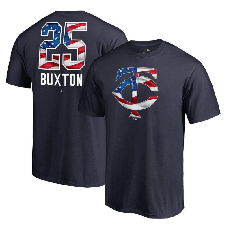 Byron Buxton Minnesota Twins 2019 Stars & Stripes Banner Wave Player T-Shirt - Navy