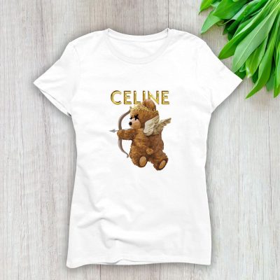 Celine Teddy Bear Gold Luxury Lady T-Shirt Luxury Tee For Women LDS1126