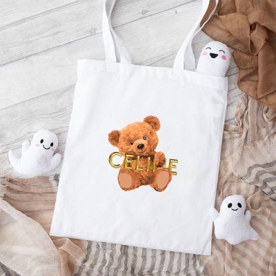 Celine Teddy Bear Luxury Cotton Canvas Tote Bag TTB1124