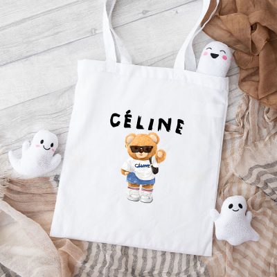 Celine Teddy Bear Luxury Cotton Canvas Tote Bag TTB1127