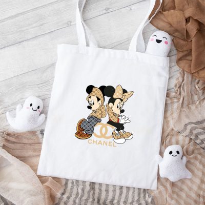 Chanel Mickey Mouse And Minnie Mouse Couple Cotton Canvas Tote Bag TTB1155