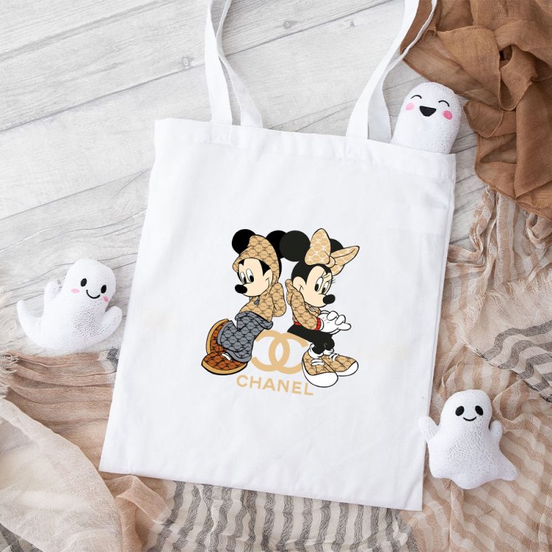 Chanel Mickey Mouse And Minnie Mouse Couple Cotton Canvas Tote Bag TTB1155