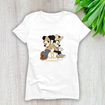 Chanel Mickey Mouse And Minnie Mouse Couple Lady T-Shirt Luxury Tee For Women LDS1156