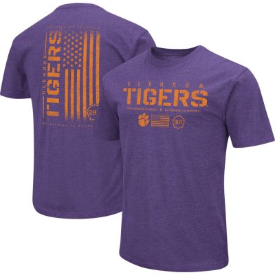 Clemson Tigers Colosseum OHT Military Appreciation Flag 2.0 T-Shirt - Heather Purple