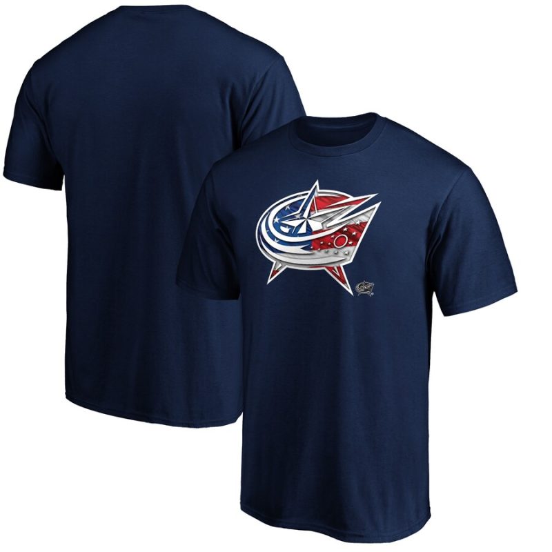 Columbus Blue Jackets Banner Wave Logo T-Shirt - Navy