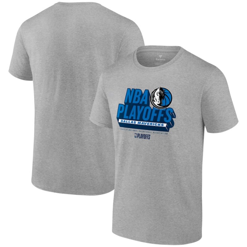 Dallas Mavericks 2024 NBA Playoffs Defensive Stance T-Shirt - Heather Gray