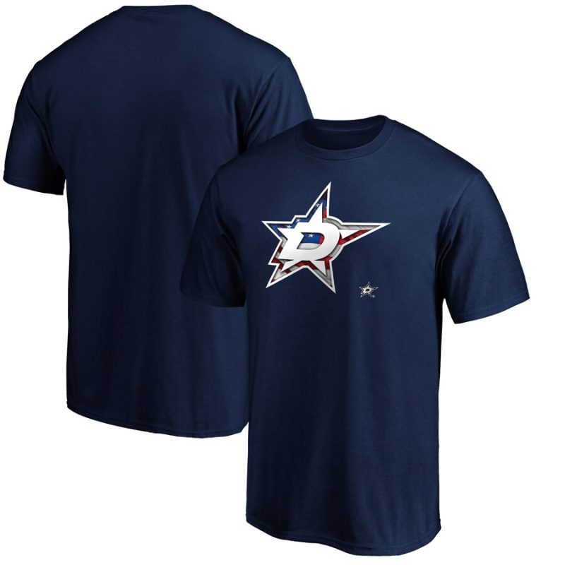 Dallas Stars Banner Wave Logo T-Shirt - Navy