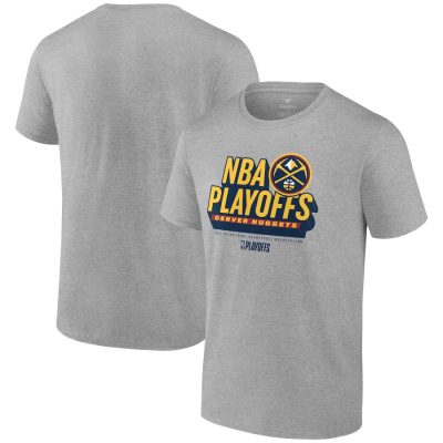 Denver Nuggets 2024 NBA Playoffs Defensive Stance T-Shirt - Heather Gray