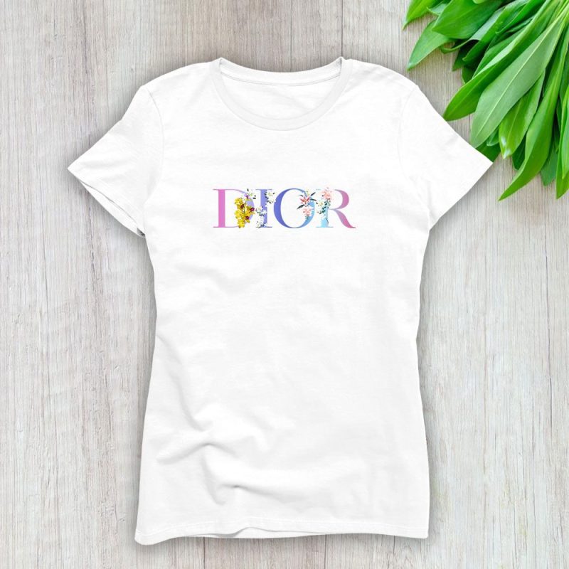 Dior Logo Luxury Flower Lady T-Shirt Luxury Tee For Women LDS1191