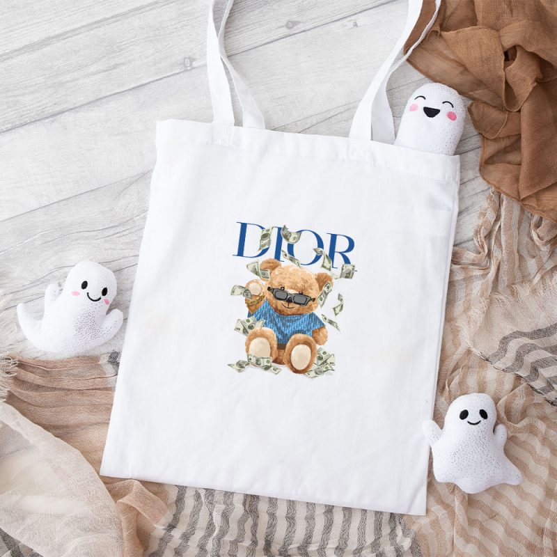 Dior Logo Luxury Teddy Bear Cotton Canvas Tote Bag TTB1195