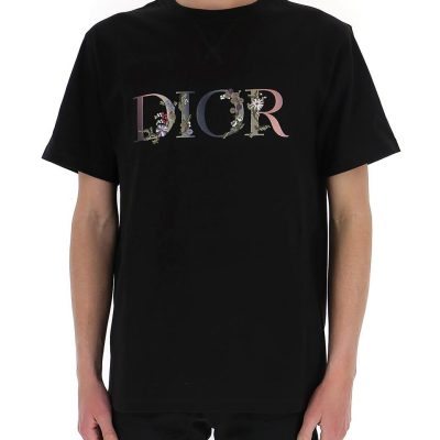 Dior Paris Flowers Printed Logo Tee Unisex T-Shirt Tee Cotton FTS003