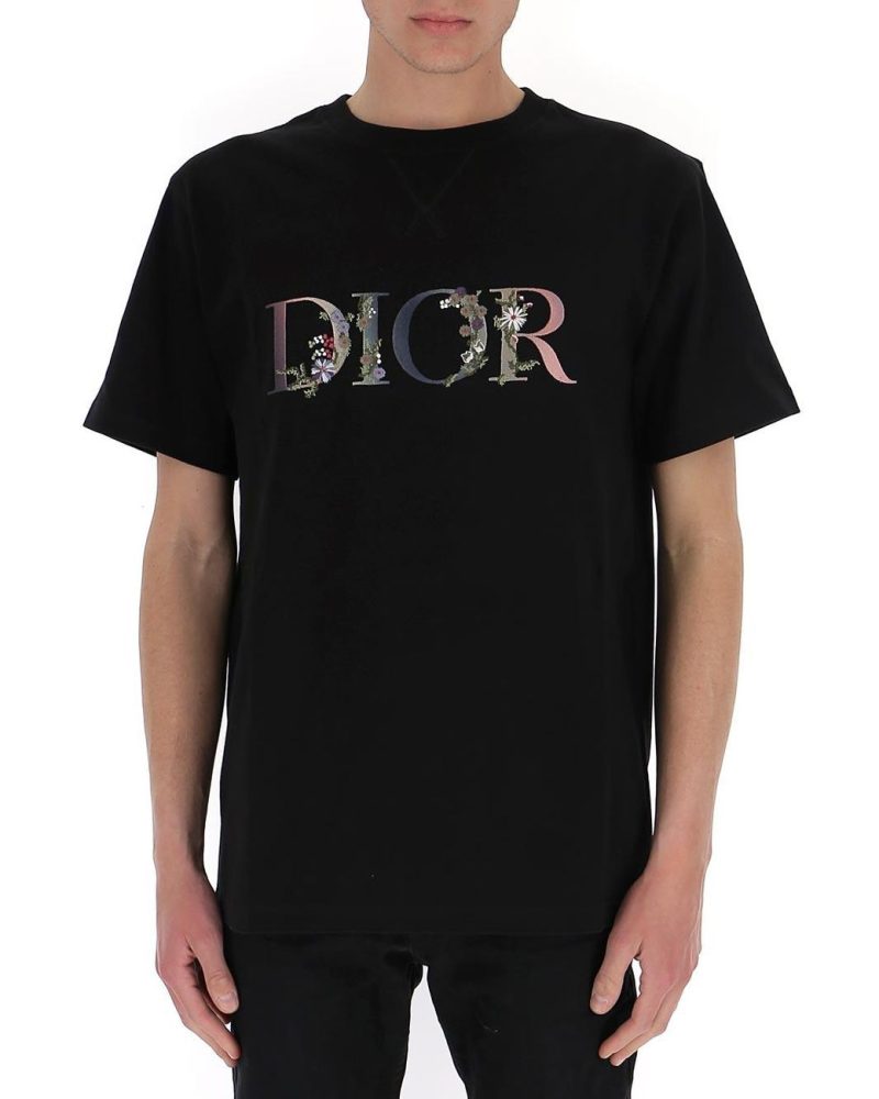 Dior Paris Flowers Printed Logo Tee Unisex T-Shirt Tee Cotton FTS003