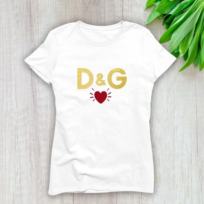 Dolce & Gabbana Heart Gold Luxury Lady T-Shirt Luxury Tee For Women LDS1240