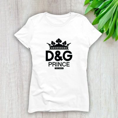 Dolce & Gabbana King Prince Logo Luxury Lady T-Shirt Luxury Tee For Women LDS1207