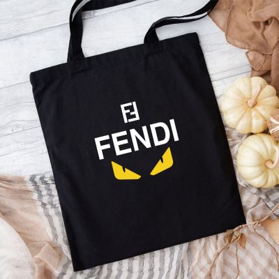 Fendi Diabolic Eyes Logo Cotton Canvas Tote Bag TTB1240